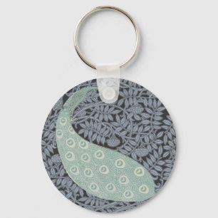 Porte-clés Impression de paon bleu Art Nouveau vintage Verneu