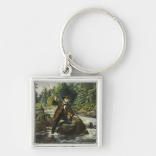 Porte-clés Impression de pêche de la truite par Currier et Iv