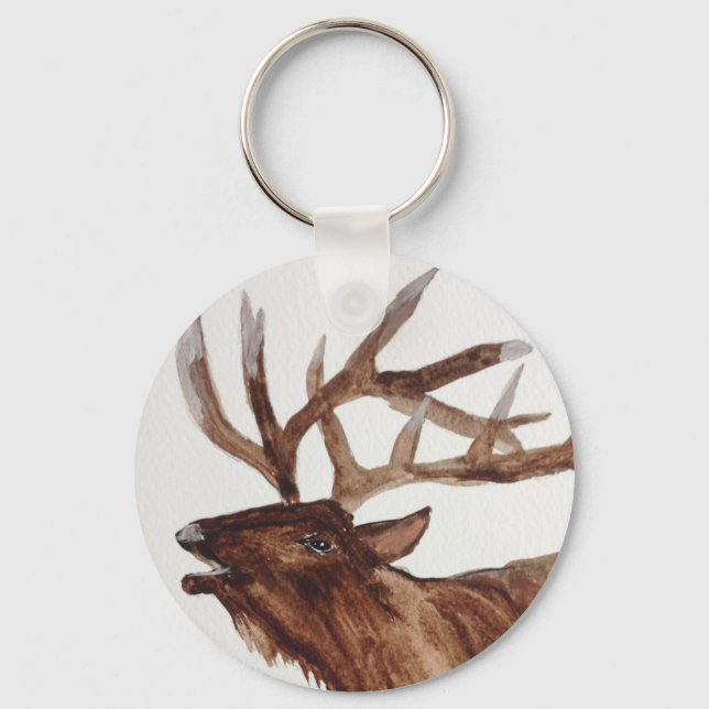 Porte-clés Impression de peinture d'animal de wapiti (Recto)
