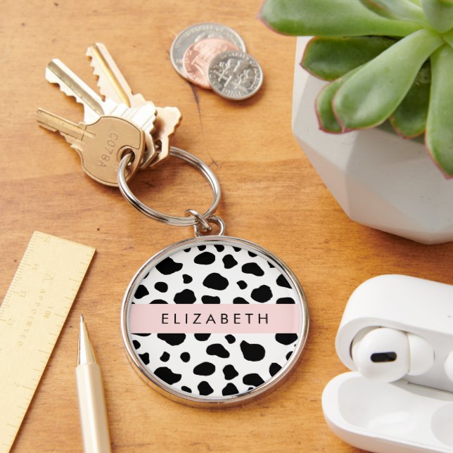 Porte-clés Impression De Vache, Spots De Vache, Noir Et Blanc (Bureau)