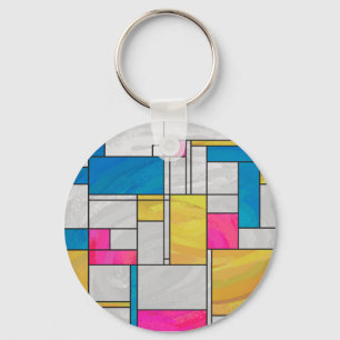Porte-clés Impression Mondrial jaune rose