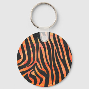 Porte-clés Impression noire et orange Zebra