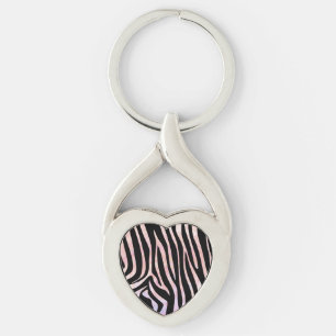 Porte-clés Impression noire et rose Zebra