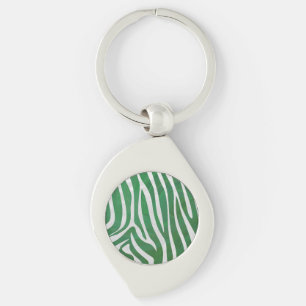 Porte-clés Impression verte et blanche Zebra