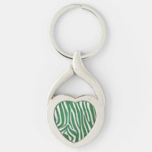 Porte-clés Impression verte et blanche Zebra