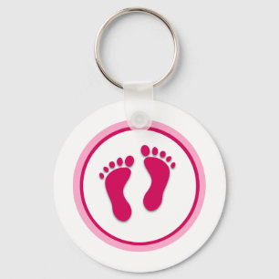 Porte-clés Imprimantes de pied rose bébé fille