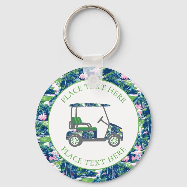 Porte-clés Imprimé de golf chic Panier de golf (Recto)