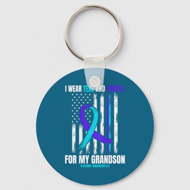 Porte-clés In Memory Of My Grandson Suicide Awareness Flag Ba (Recto)