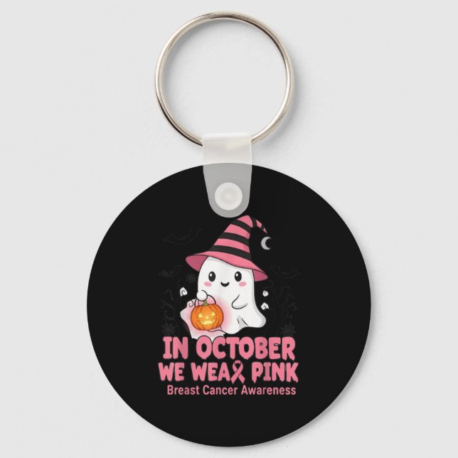 Porte-clés In October We Wear Nk Ghost Witch Breast Cancer Aw (Recto)