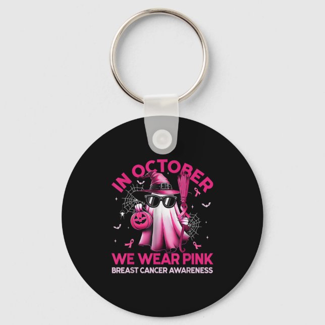 Porte-clés In October We Wear Nk Ghost Witch Breast Cancer Aw (Recto)