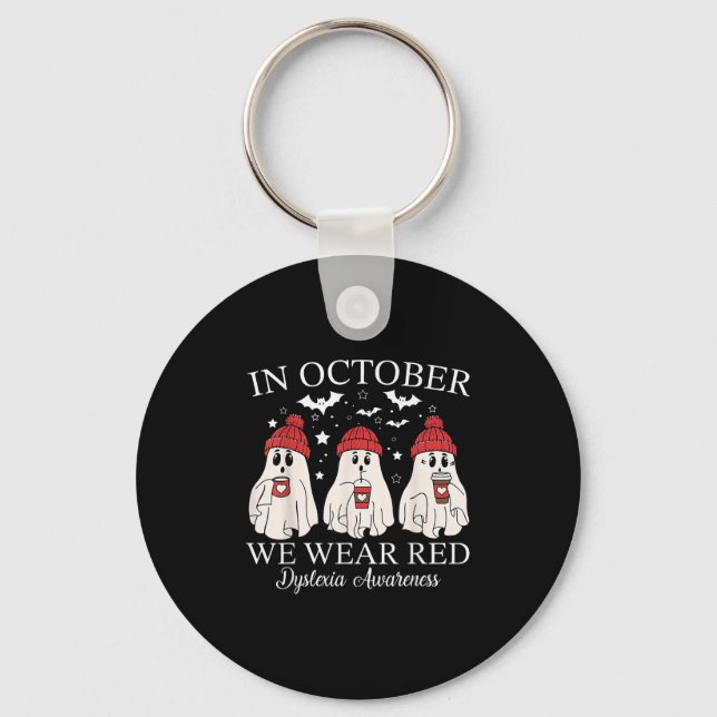 Porte-clés In October We Wear Red Ghost Teacher Dyslexia Awar (Recto)
