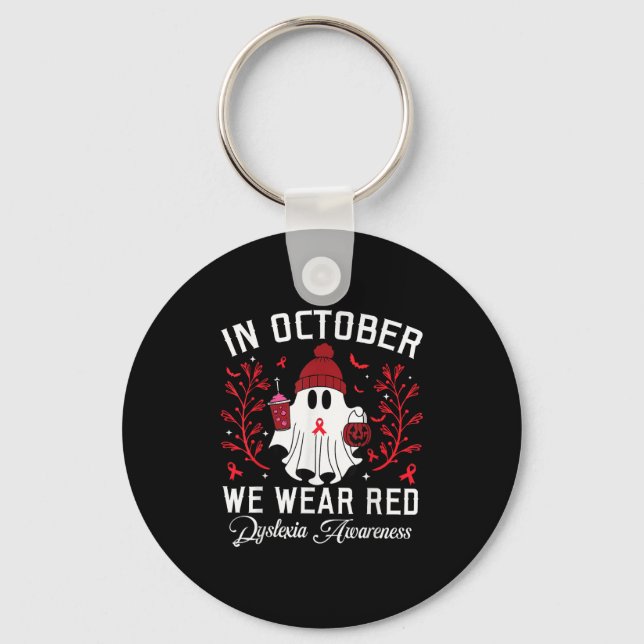 Porte-clés In October We Wear Red Ghost Teacher Dyslexia Awar (Recto)