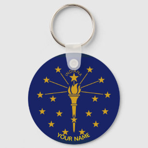 Porte-clés Indiana State Flag Porte - clé ID Balise VOTRE NOM