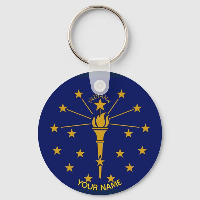 Porte-clés Indiana State Flag Porte - clé ID Balise VOTRE NOM (Recto)