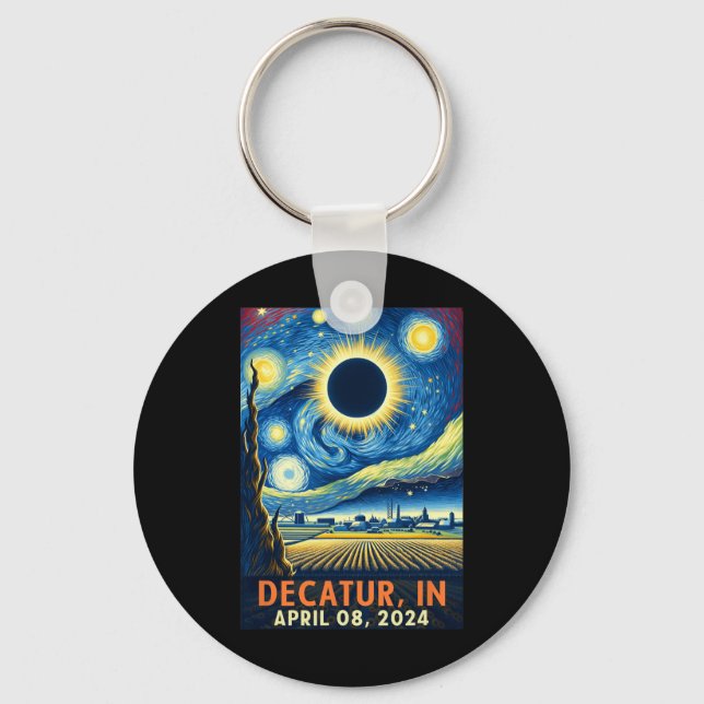 Porte-clés Indiana Total Solar Eclipse 2024 Nuit étoilée (Recto)