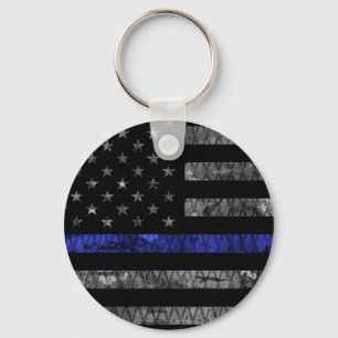 Porte-clés Indicateur de la ligne bleue mince de la police