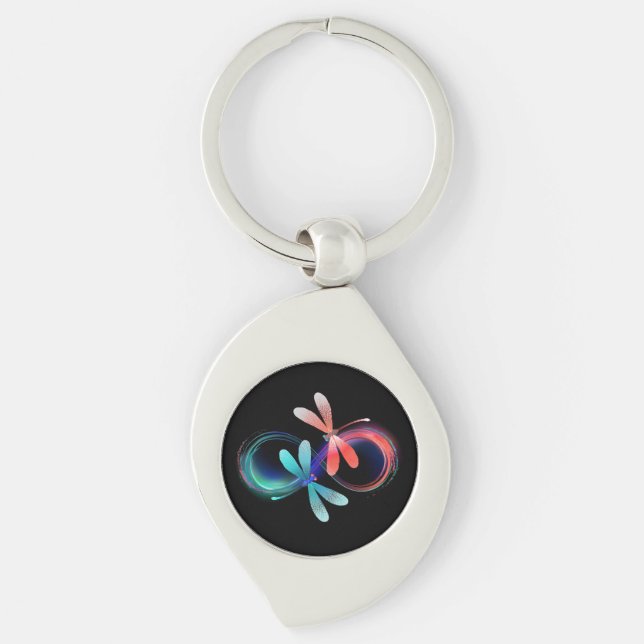 Porte-clés Infini avec des libellules lumineuses (Devant)