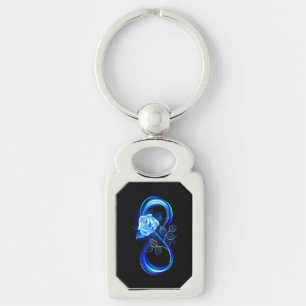 Porte-clés Infini lumineux avec rose bleue