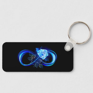 Porte-clés Infini lumineux avec rose bleue