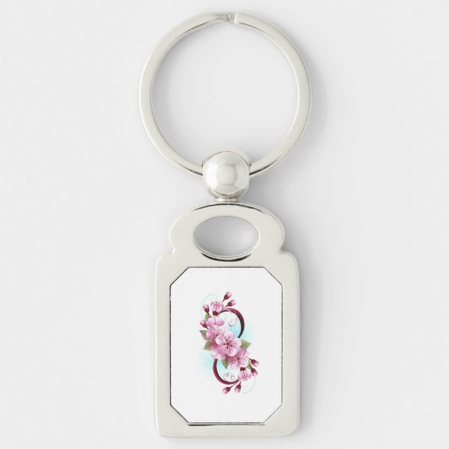Porte-clés Infinité avec les fleurs Sakura (Devant)