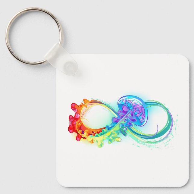 Porte-clés Infinity avec Rainbow Jellyfish (Recto)