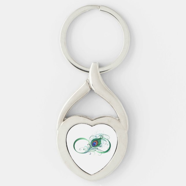 Porte-clés Infinity Symbol with Peacock Feather (Devant)
