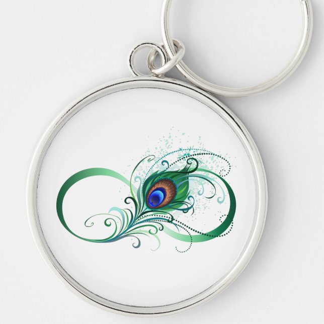 Porte-clés Infinity Symbol with Peacock Feather (Devant)