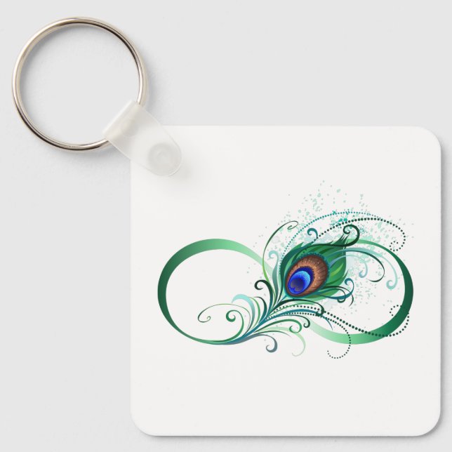 Porte-clés Infinity Symbol with Peacock Feather (Recto)