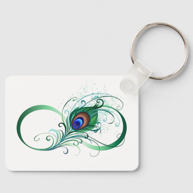 Porte-clés Infinity Symbol with Peacock Feather (Recto)