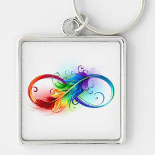 Porte-clés Infinity Symbol with Rainbow Feather