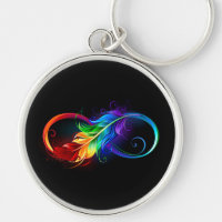 Infinity Symbol with Rainbow Feather