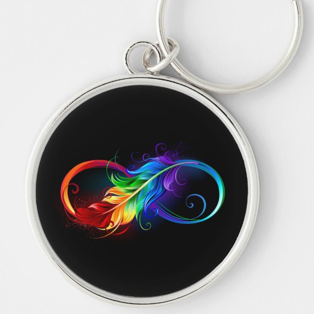 Porte-clés Infinity Symbol with Rainbow Feather (Devant)