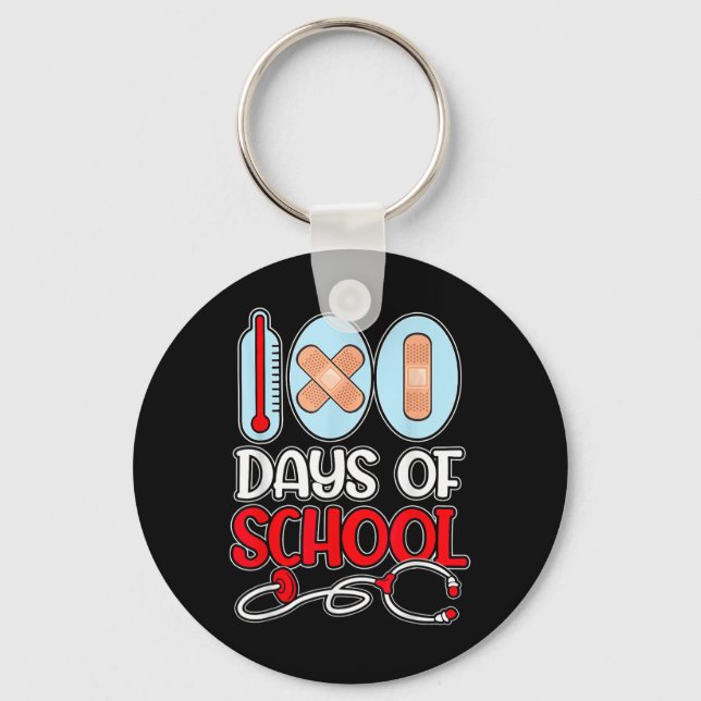Porte-clés Infirmière 100 Jours D'Amour À L'École Stethoscope (Recto)