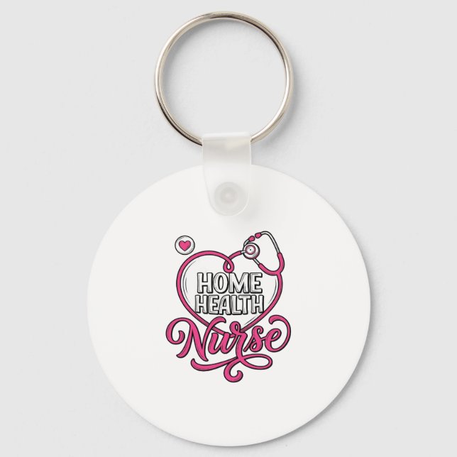 Porte-clés Infirmière à domicile Stethoscope Rose Conception  (Recto)