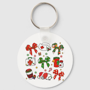 Porte-clés Infirmière à noeud coquet Noël Soins infirmiers Jo