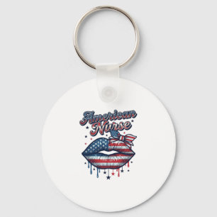 Porte-clés Infirmière Américaine Lips Patriotic Vector Design