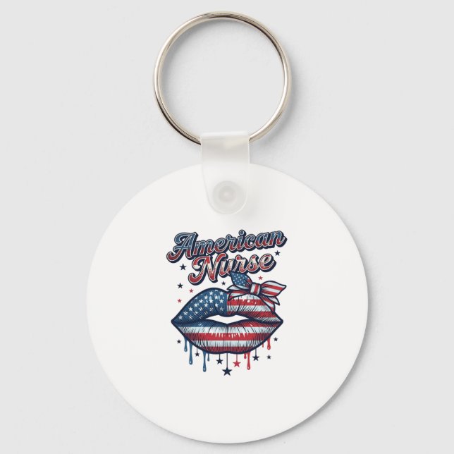 Porte-clés Infirmière Américaine Lips Patriotic Vector Design (Recto)