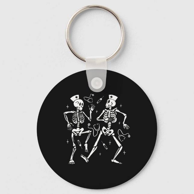 Porte-clés Infirmière Danser Squelette Halloween Squelette Co (Recto)