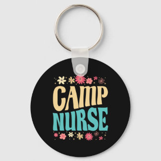 Porte-clés Infirmière de camp tenue florale camping d'été inf