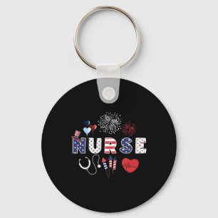 Porte-clés Infirmière de fierté Usa Drapeau Stethoscope Infir