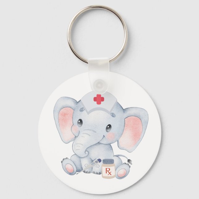 Porte-clés Infirmière éléphant mignonne (Recto)