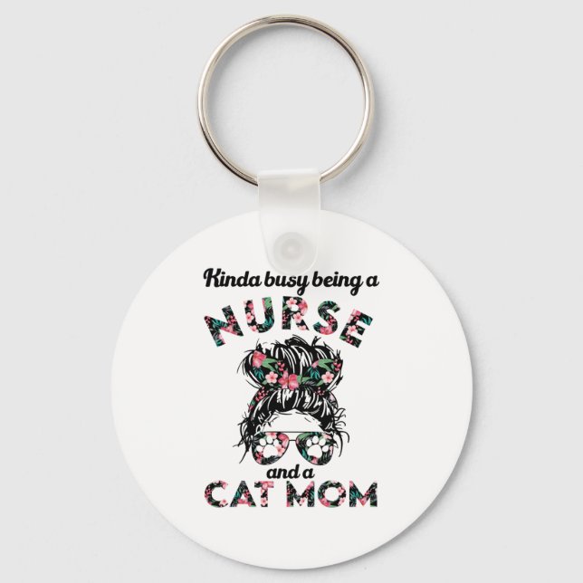 Porte-clés Infirmière et maman chat drôles cadeaux idées (Recto)
