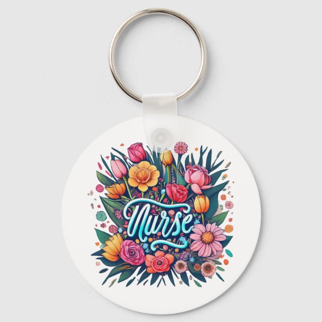 Porte-clés Infirmière Fleurs Infirmière (Recto)