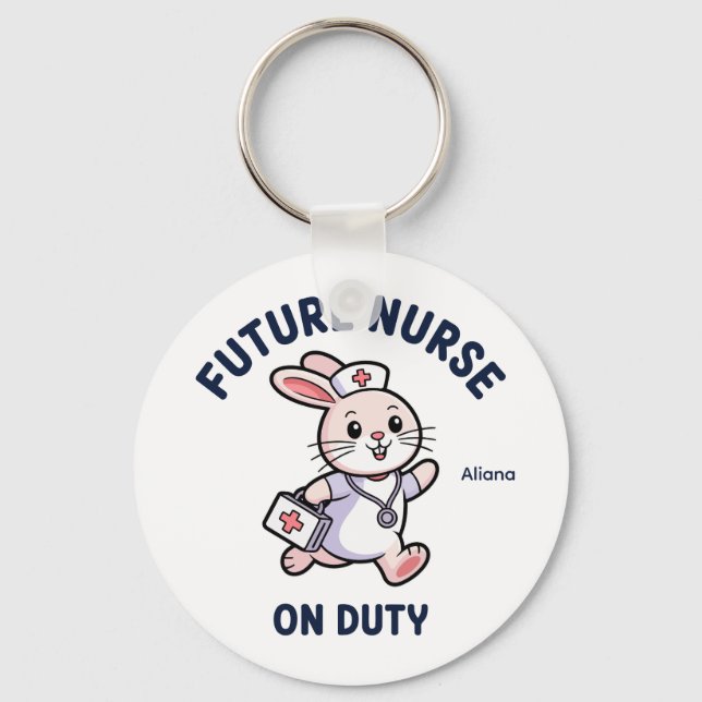 Porte-clés Infirmière future en service graphique de lapin mi (Recto)
