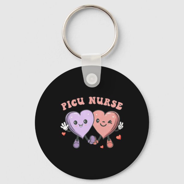 Porte-clés Infirmière groovy Picu de la Saint-Valentin Cœurs  (Recto)