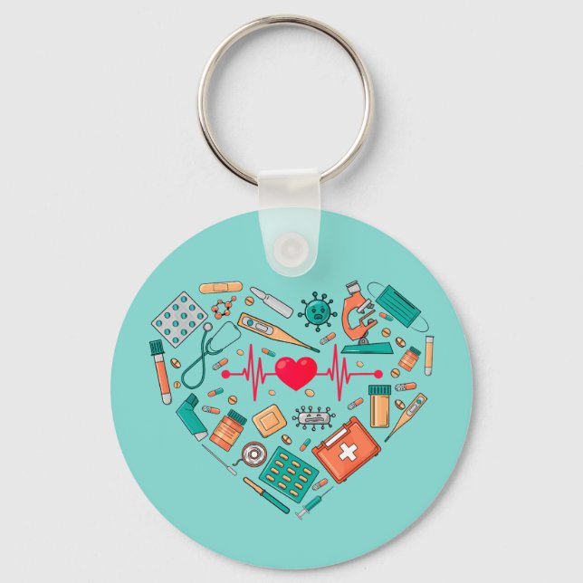 Porte-clés Infirmière Infirmière Outil Coeur (Recto)