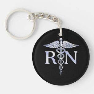 Porte-clés Infirmière inscrite RN Caduceus Snakes Style on B