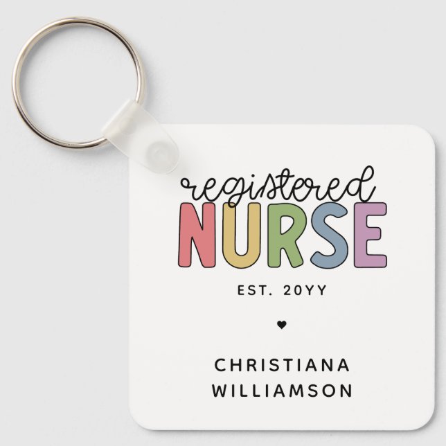 Porte-clés Infirmière inscrite sur mesure Colorful Graduation (Recto)