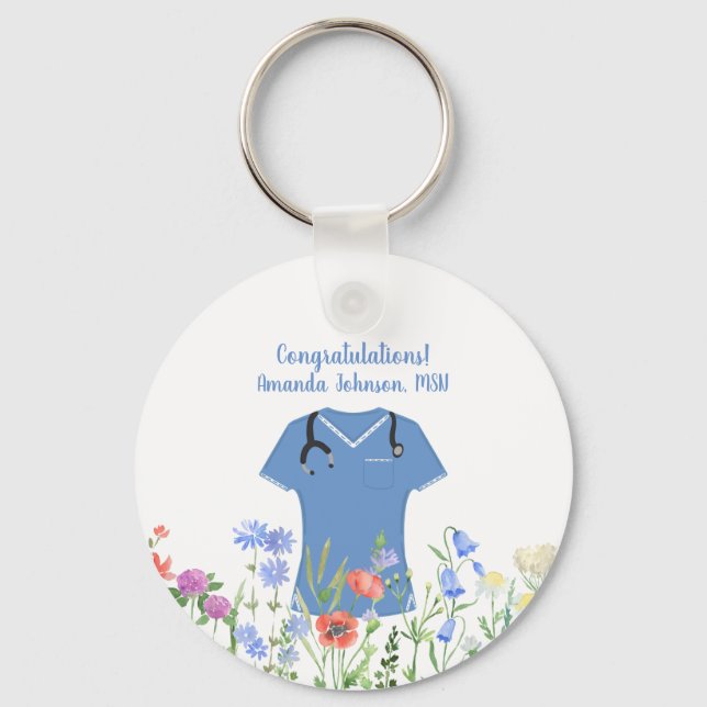 Porte-clés Infirmière MSN Blue Scrubs (Recto)