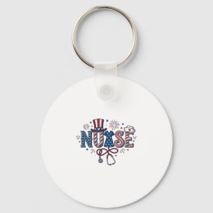 Porte-clés Infirmière Patriotique Gravure Vintage Design Vect